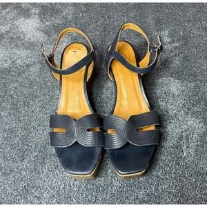 NEW $365 COCLICO Midwood Wedge Sandals ( 38 1/2 )‎ - Navy Blue